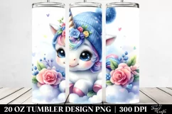 Baby Unicorn with Blue Hat | 20 Oz Tumbler Product Image 2
