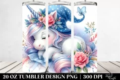 Baby Unicorn with Blue Hat | 20 Oz Tumbler Product Image 2