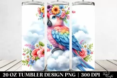 Cute Macaw Cartoon,Watercolor Pastel Design | 20 oz Tumbler Product Image 2