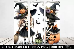 Halloween Witch,Watercolor Funny Clipart | 20 oz Tumbler Product Image 2