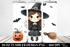 Halloween Witch,Watercolor Funny Clipart | 20 oz Tumbler Product Image 2