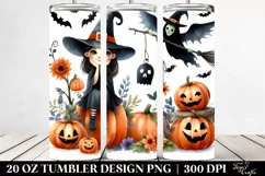 Halloween Witch,Watercolor Funny Clipart | 20 oz Tumbler Product Image 2