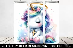 Cute Baby Unicorn with Crocus | 20 oz Tumbler Product Image 2