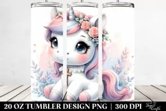 Cute Baby Unicorn with Crocus | 20 oz Tumbler Product Image 2