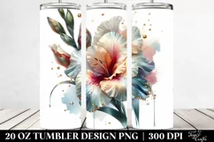 20 Oz Tumbler Sublimation | Colorful Gladiolus Watercolor Product Image 2