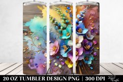 20 Oz Tumbler Sublimation | Colorful Delphinium Wooden Product Image 2