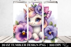 Cute Baby Unicorn with Pansy | 20 oz Tumbler Product Image 2