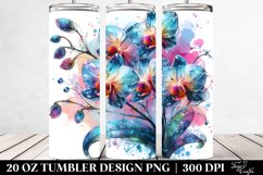 20 Oz Tumbler Sublimation | Shiny Orchid Watercolor Splash Product Image 2