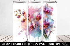 20 Oz Tumbler Sublimation | Shiny Orchid Watercolor Splash Product Image 2