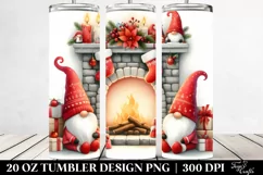 Red Christmas Gnomes by Fireplace 20 Oz Tumbler Product Image 2