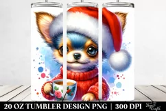 Festive Chihuahua with Tea Cup 20 Oz Tumbler Product Image 2