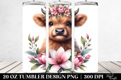 Cute Highland Cow with Magnolia Wreath Product Image 2