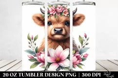 Cute Highland Cow with Magnolia Wreath Product Image 2