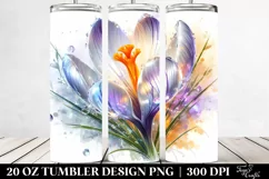 20 Oz Tumbler Sublimation | Shiny Crocus Watercolor Splash Product Image 2