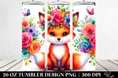 Watercolor Fox with Flower Crown 20 Oz Tumbler Product Image 2