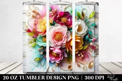 Wooden Peonies Splash | 20 Oz Tumbler Product Image 2