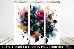 Abstract Colorful Black Roses | 20 oz Tumbler Product Image 2