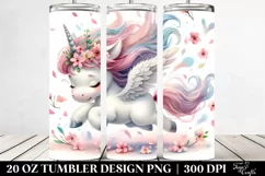 Cute Baby Unicorn Tumbling Spring Petals 20 oz Tumbler Product Image 2