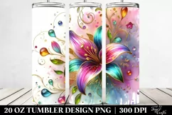 Colorful Lily on White Background | 20 Oz Tumbler Product Image 2