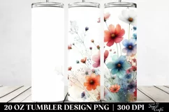 Colorful Wild Flowers White Background 20 oz Tumbler Product Image 2