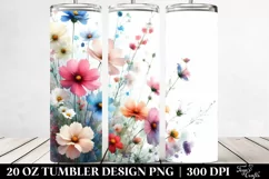 Colorful Wild Flowers White Background 20 oz Tumbler Product Image 2