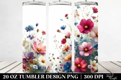 Colorful Wild Flowers White Background 20 oz Tumbler Product Image 2