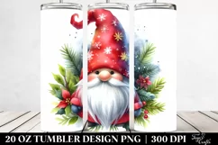 mystical Christmass Gnome Watercolor Splash | 20 oz Tumbler Product Image 2