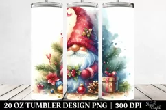 mystical Christmass Gnome Watercolor Splash | 20 oz Tumbler Product Image 2
