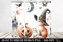 Watercolor Whimsical Witch with Cat | 20 oz Tumbler Product Image 2
