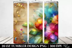 Colorful Impatiens on Wooden Background | 20 Oz Tumbler Product Image 2