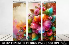 Colorful Impatiens on Wooden Background | 20 Oz Tumbler Product Image 2