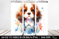 Expressive Watercolor Brittany, White Background | 20 oz Product Image 2