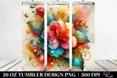 Colorful Begonia on Marble Background | 20 Oz Tumbler Product Image 2