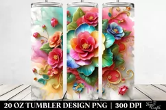 Colorful Begonia on Marble Background | 20 Oz Tumbler Product Image 2