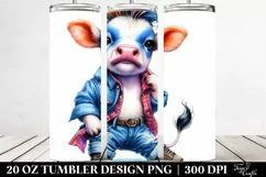 Excited Cow Model in Jeans, Transparent 20 Oz Tumbler Product Image 2