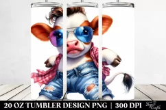 Excited Cow Model in Jeans, Transparent 20 Oz Tumbler Product Image 2