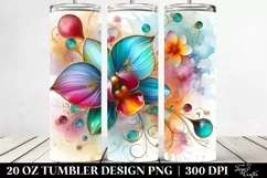 20 Oz Tumbler Sublimation | Colorful Orchid Material White Product Image 2