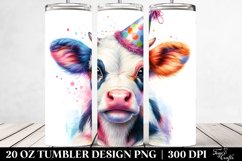 Colorful Pastel Watercolor Baby Cow. 20 oz Tumbler Design Product Image 2