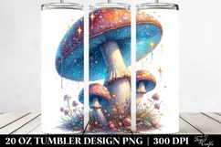 detailed Shiny Mushroom Watercolor Splash | 20 oz Tumbler Product Image 2