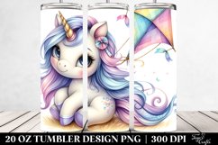 Watercolor Baby Unicorn with Kite Tail | 20 Oz Tumbler Product Image 2