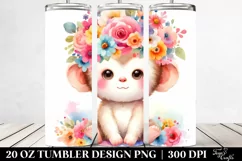 Cartoon Monkey with Flower Crown 20 Oz Tumbler Product Image 2