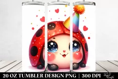 Colorful Ladybug with Party Hat | 20 Oz Tumbler Product Image 2