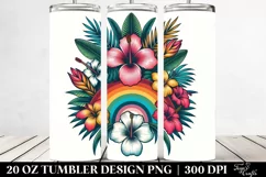 Vintage Tropical Flower Rainbow Tshirt. 20 oz Tumbler Design Product Image 2