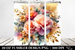 Vibrant Abstract Bouquet with Camellia | 20 Oz Tumbler Product Image 2