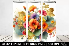 Abstract Bouquet Gold Foil Nasturtium 20 oz Tumbler Product Image 2