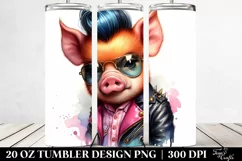 Cute Pig with Cool Haircut 20 Oz Tumbler Product Image 2