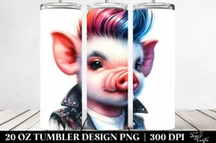 Cute Pig with Cool Haircut 20 Oz Tumbler Product Image 2