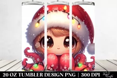 Cute Baby Octopus with Santa Hat, Transparent 20 Oz Tumbler Product Image 2