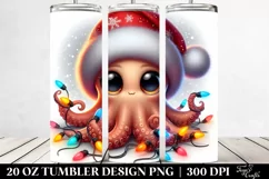 Cute Baby Octopus with Santa Hat, Transparent 20 Oz Tumbler Product Image 2