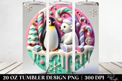 3D Christmas Penguin Design, High-Res 20 Oz Tumbler Product Image 2